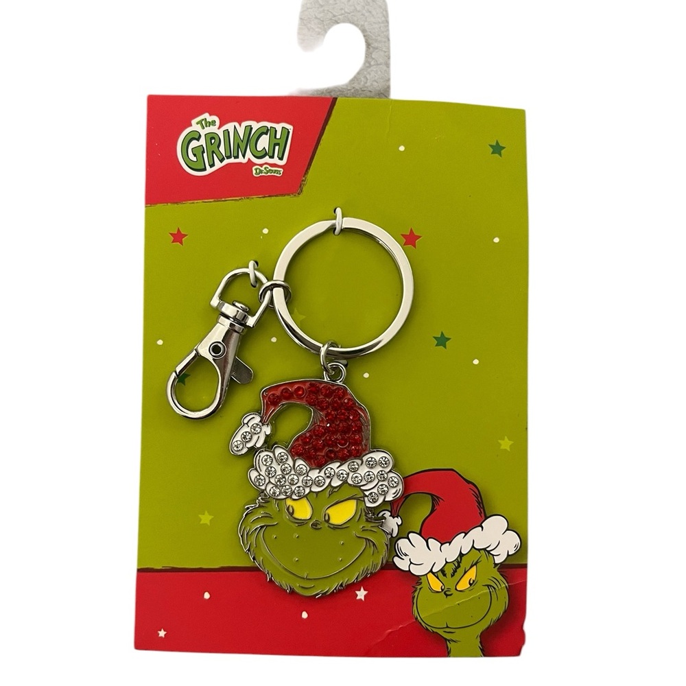The Grinch Jeweled Santa Hat Keychain - New